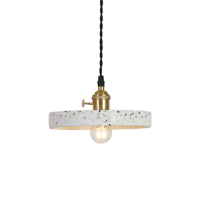 Nordic Terrazzo Brass Cylinder Cone Pendant Light