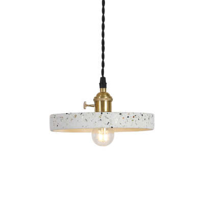 Nordic Terrazzo Brass Cylinder Cone Pendant Light