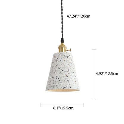 Nordic Terrazzo Brass Cylinder Cone Pendant Light — E / 110V-120V For US/CA