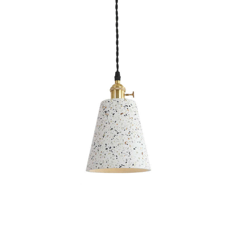 Nordic Terrazzo Brass Cylinder Cone Pendant Light