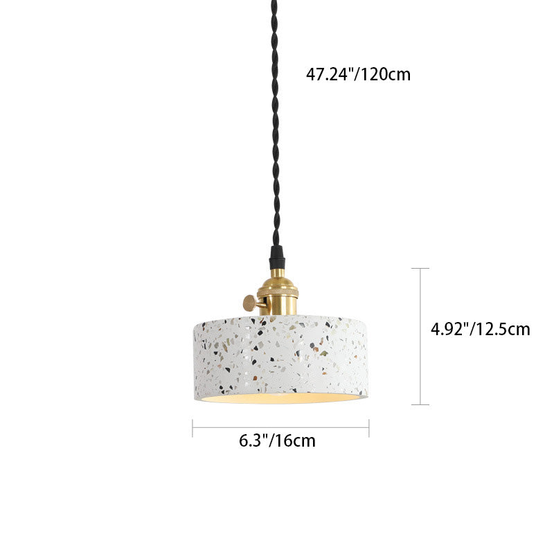 Nordic Terrazzo Brass Cylinder Cone Pendant Light — D / 220V-240V For UK/AU