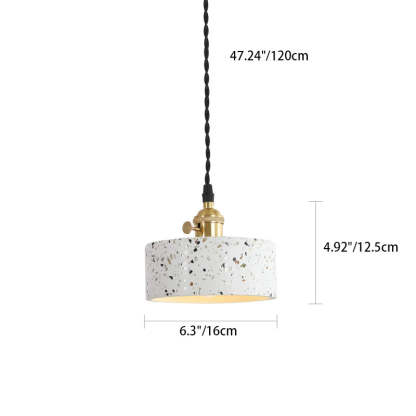 Nordic Terrazzo Brass Cylinder Cone Pendant Light — D / 220V-240V For UK/AU