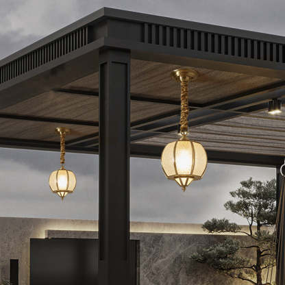 Mid-Century Waterproof Copper Glass Cage Rhombic Chandelier — B / 220V-240V For UK/AU