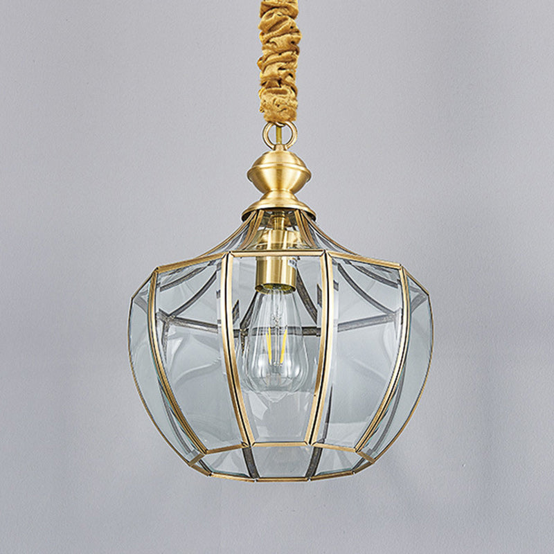 Mid-Century Waterproof Copper Glass Cage Rhombic Chandelier