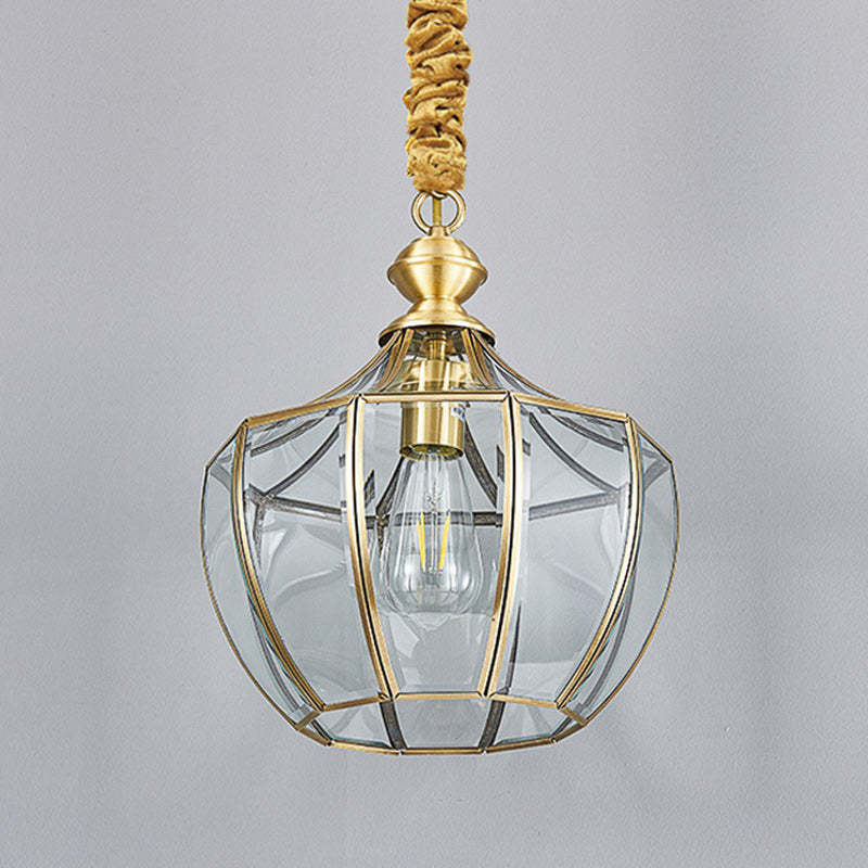 Mid-Century Waterproof Copper Glass Cage Rhombic Chandelier