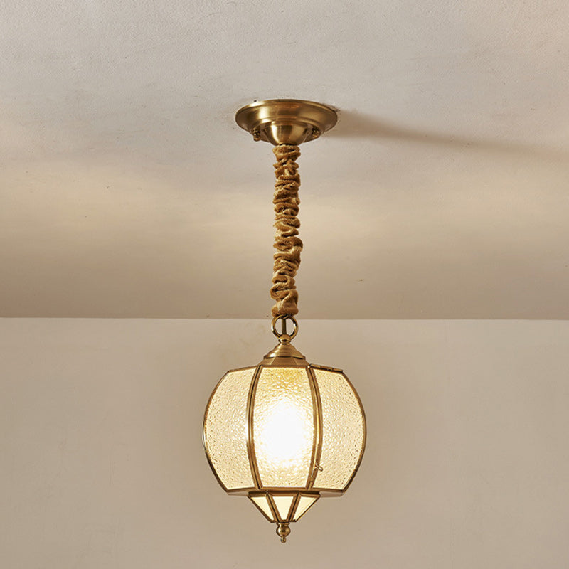 Mid-Century Waterproof Copper Glass Cage Rhombic Chandelier