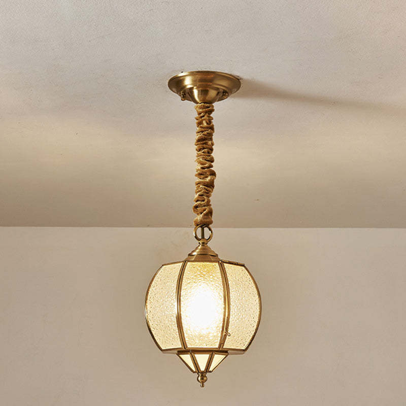 Mid-Century Waterproof Copper Glass Cage Rhombic Chandelier