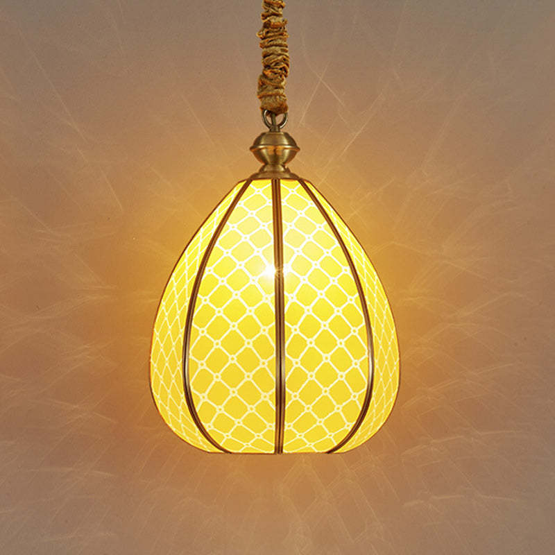 Mid-Century Waterproof Copper Glass Cage Rhombic Chandelier