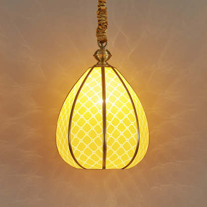 Mid-Century Waterproof Copper Glass Cage Rhombic Chandelier