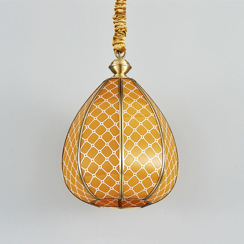 Mid-Century Waterproof Copper Glass Cage Rhombic Chandelier