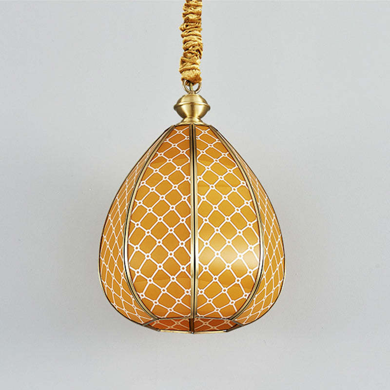 Mid-Century Waterproof Copper Glass Cage Rhombic Chandelier