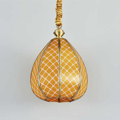 Mid-Century Waterproof Copper Glass Cage Rhombic Chandelier