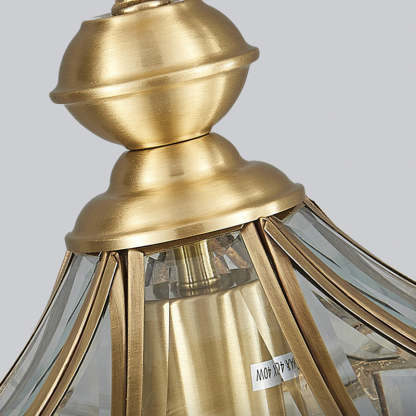 Mid-Century Waterproof Copper Glass Cage Rhombic Chandelier
