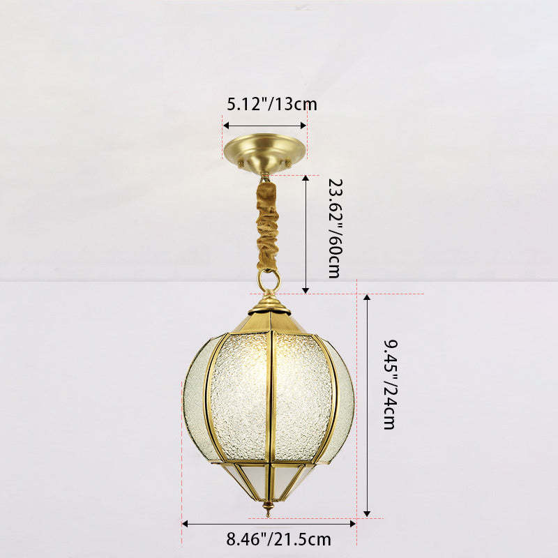 Mid-Century Waterproof Copper Glass Cage Rhombic Chandelier — E / 220V-240V For UK/AU