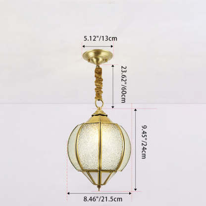 Mid-Century Waterproof Copper Glass Cage Rhombic Chandelier — E / 220V-240V For UK/AU