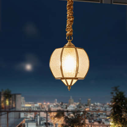 Mid-Century Waterproof Copper Glass Cage Rhombic Chandelier