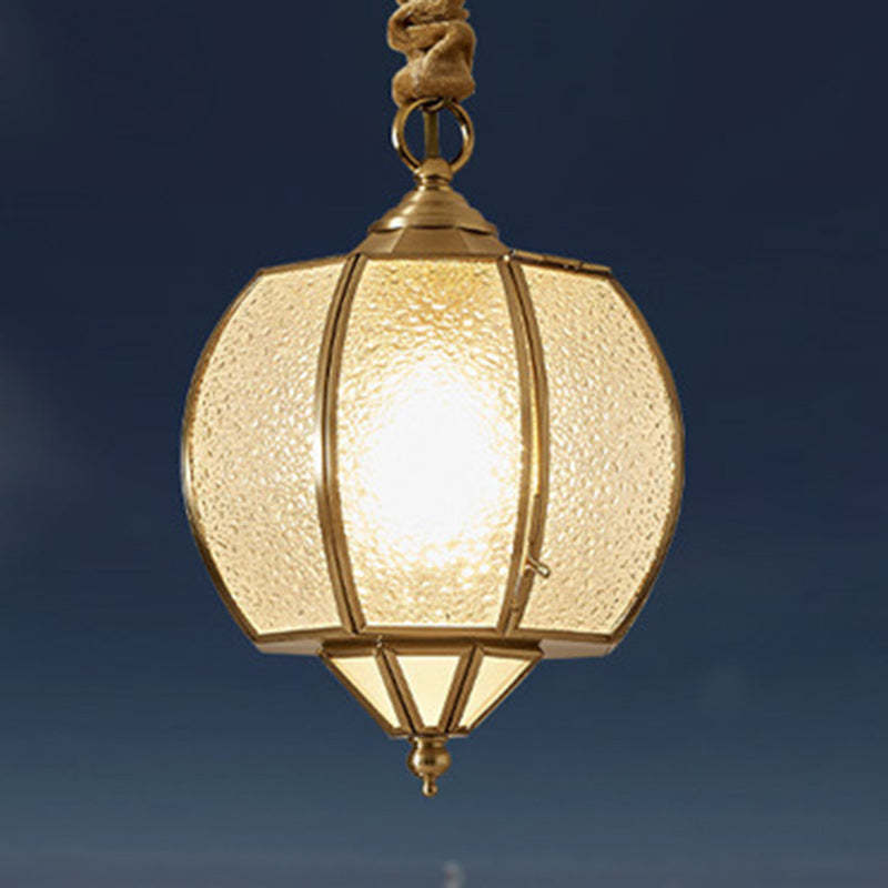 Mid-Century Waterproof Copper Glass Cage Rhombic Chandelier — C / 220V-240V For UK/AU