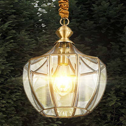 Mid-Century Waterproof Copper Glass Cage Rhombic Chandelier