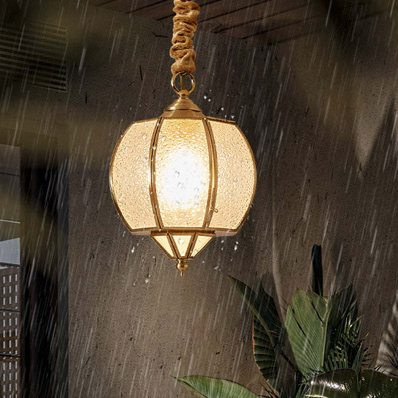 Mid-Century Waterproof Copper Glass Cage Rhombic Chandelier