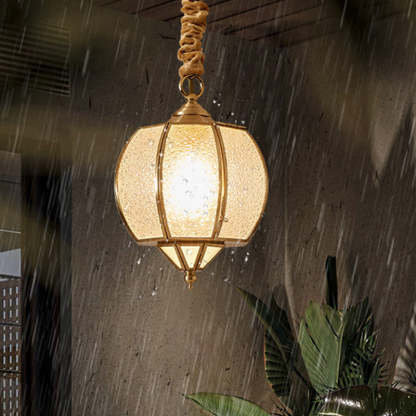 Mid-Century Waterproof Copper Glass Cage Rhombic Chandelier