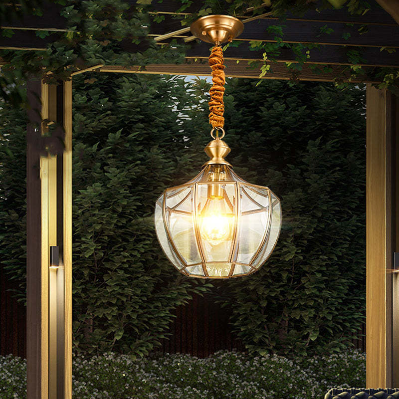 Mid-Century Waterproof Copper Glass Cage Rhombic Chandelier — A / 110V-120V For US/CA