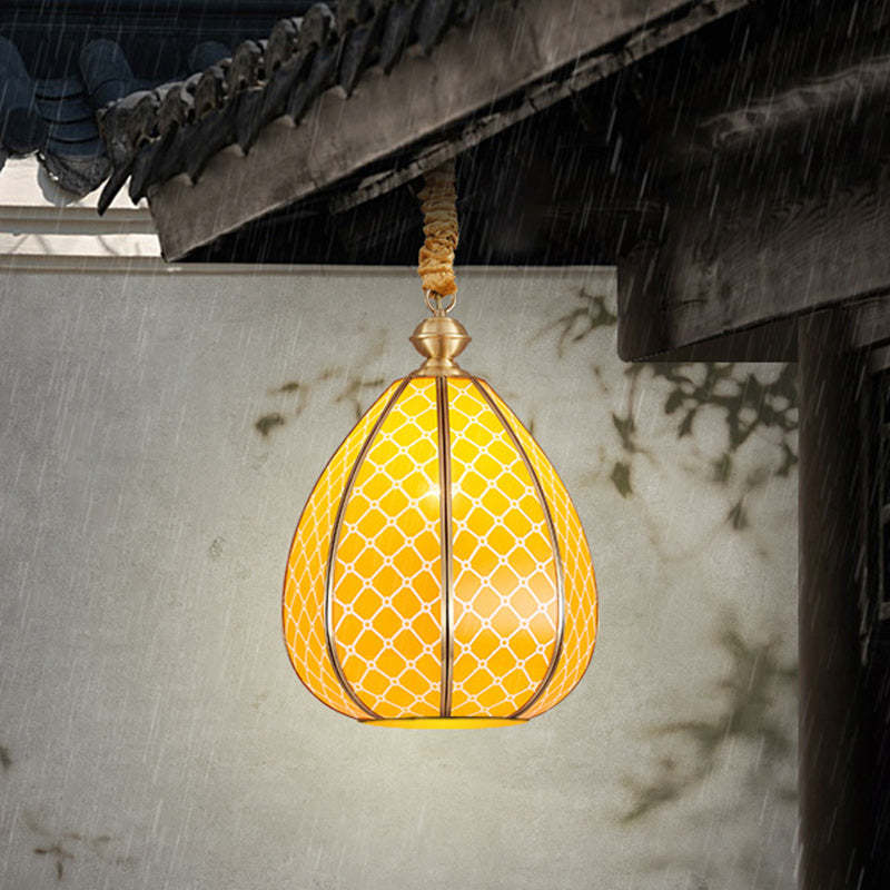 Mid-Century Waterproof Copper Glass Cage Rhombic Chandelier — C / 110V-120V For US/CA
