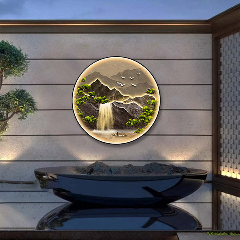 Modern Art Deco Solar Crystalline Round LED Wall Sconce — Warm Light (3000K) / 12V