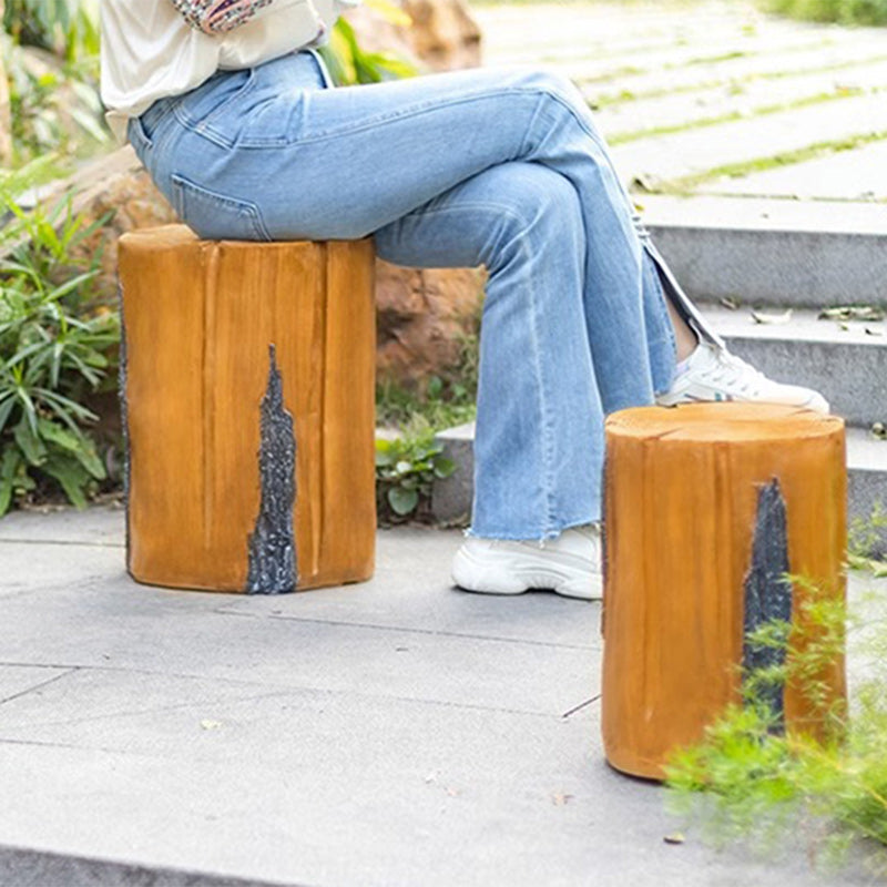 Modern Art Deco Solar Resin Tree Stump Grain Light