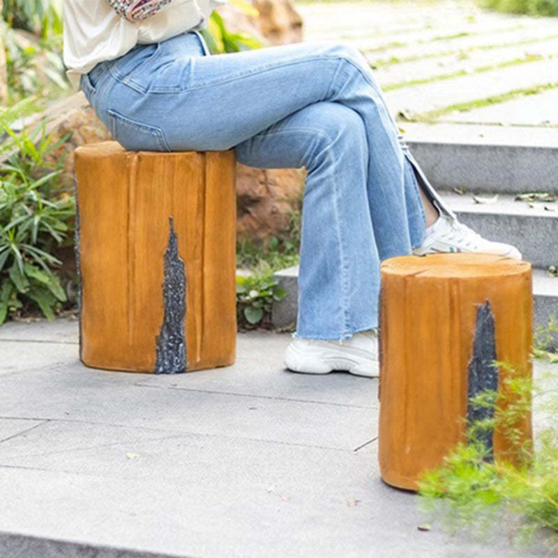 Modern Art Deco Solar Resin Tree Stump Grain Light
