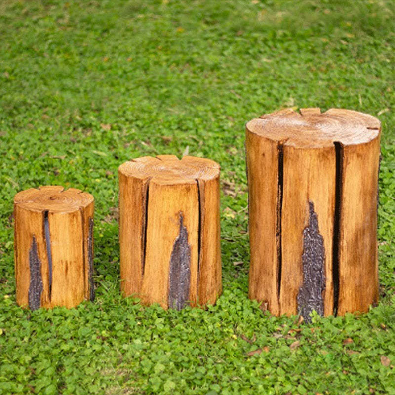 Modern Art Deco Solar Resin Tree Stump Grain Light