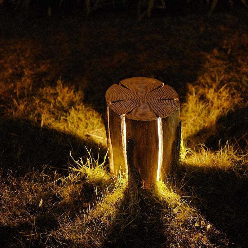 Modern Art Deco Solar Resin Tree Stump Grain Light