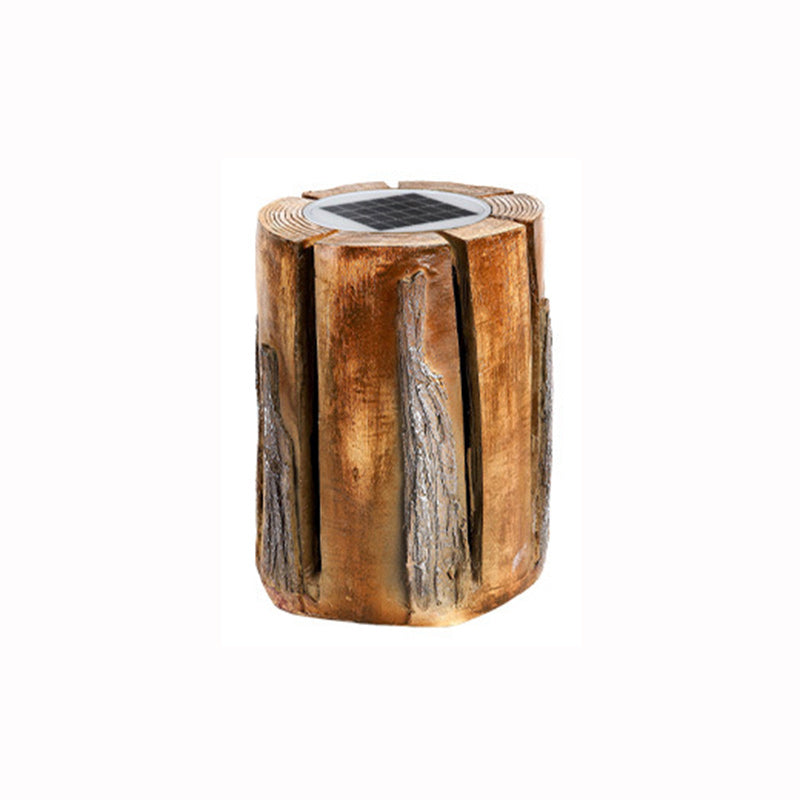 Modern Art Deco Solar Resin Tree Stump Grain Light