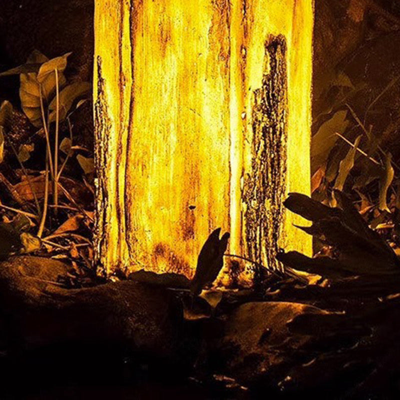 Modern Art Deco Solar Resin Tree Stump Grain Light