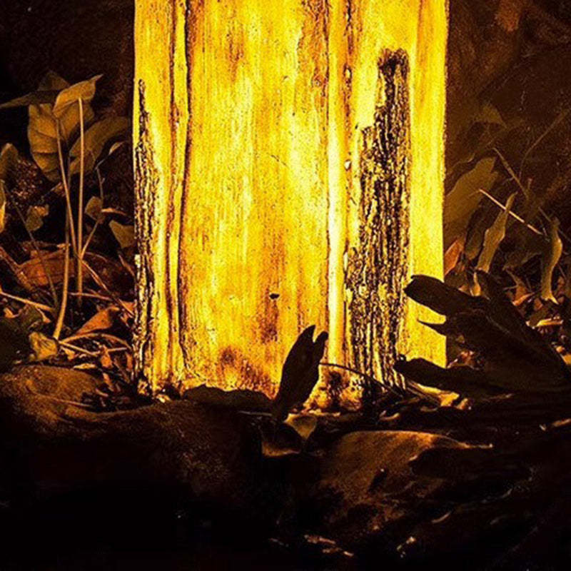 Modern Art Deco Solar Resin Tree Stump Grain Light