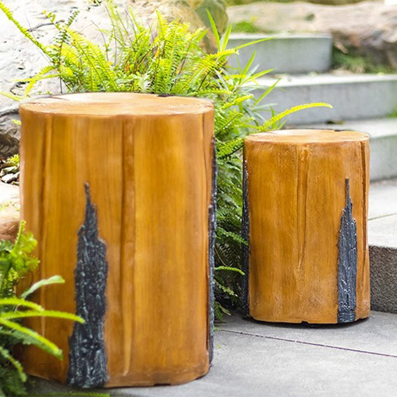 Modern Art Deco Solar Resin Tree Stump Grain Light