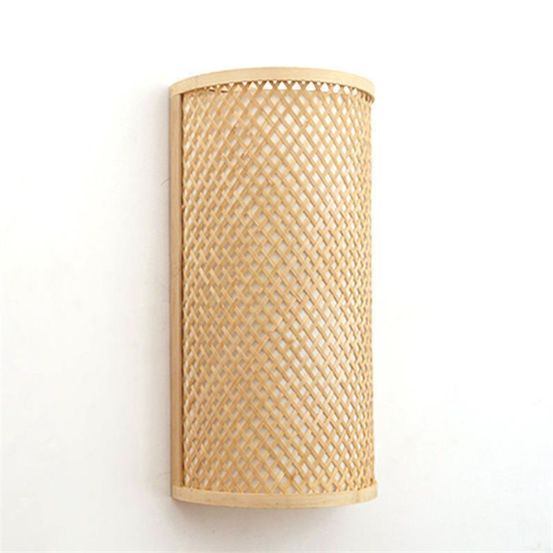 Japanese Woven Bamboo Semicircle Cylinder Sconce