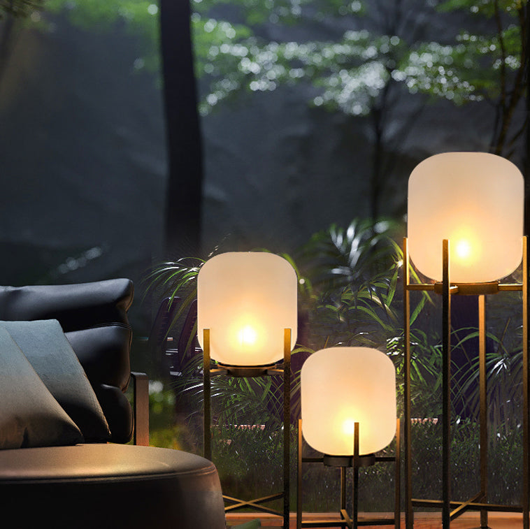 Modern Solar Cylinder Stainless Steel Acrylic LED Floor Lamp