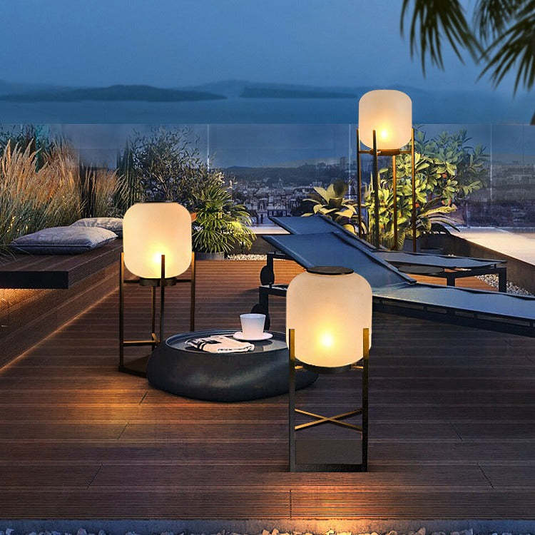 Modern Solar Cylinder Stainless Steel Acrylic LED Floor Lamp