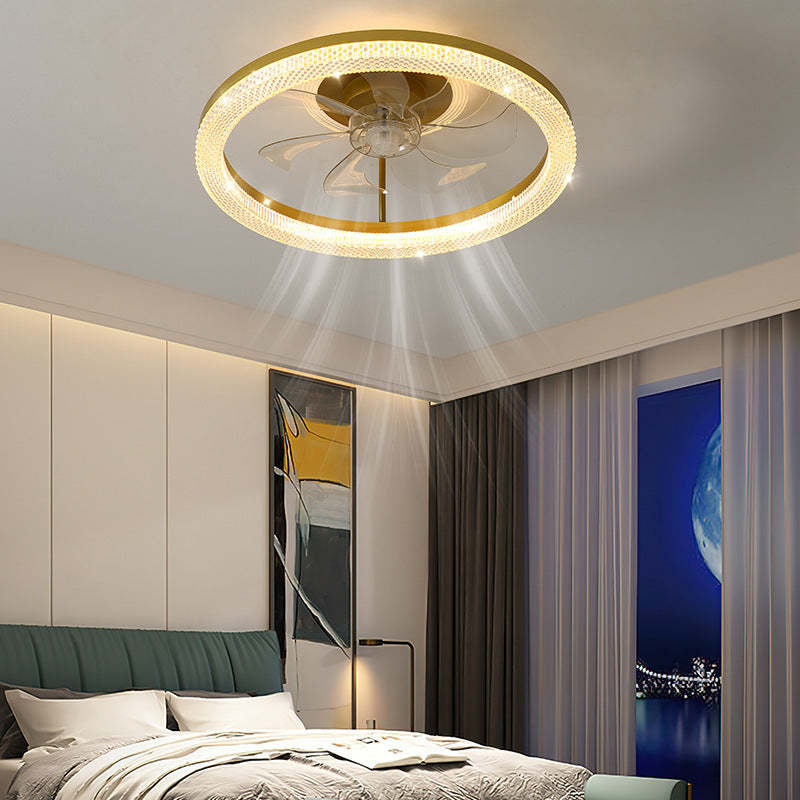 Gray iron steel crystal ceiling fans for bedroom