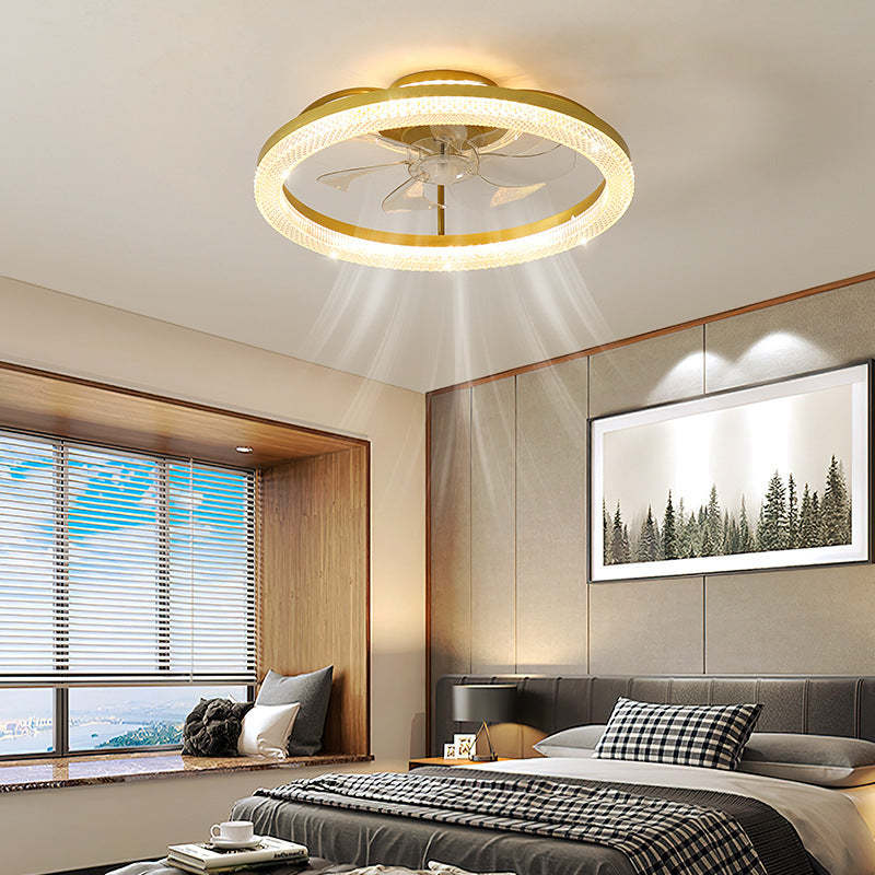Modern Iron Mount Ceiling Fan Light — Infinitely Dimmable / 220V-240V For UK/AU