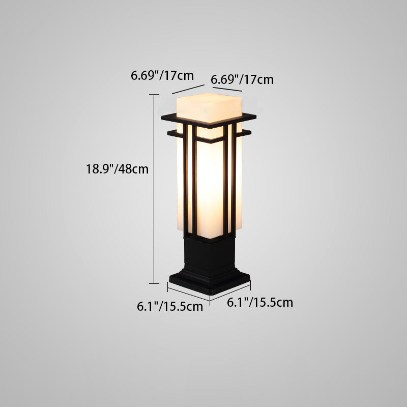 Chinese Iron Glass Square Column Landscape Light