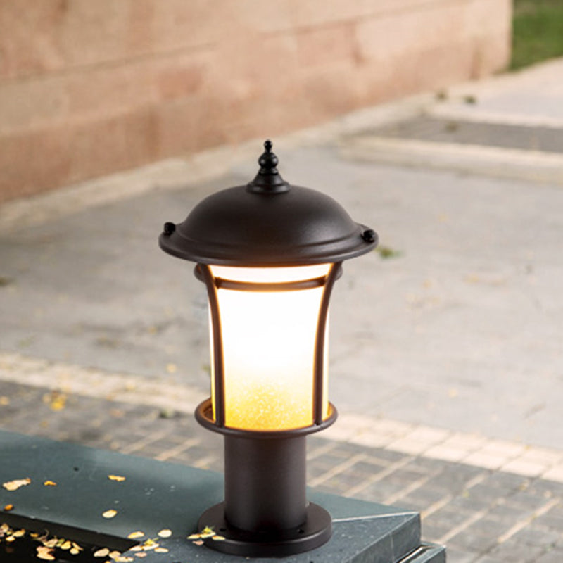 Chinese Iron Glass Square Column Landscape Light