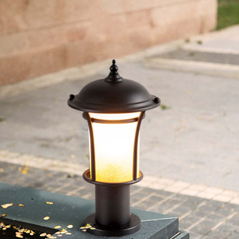 Chinese Iron Glass Square Column Landscape Light