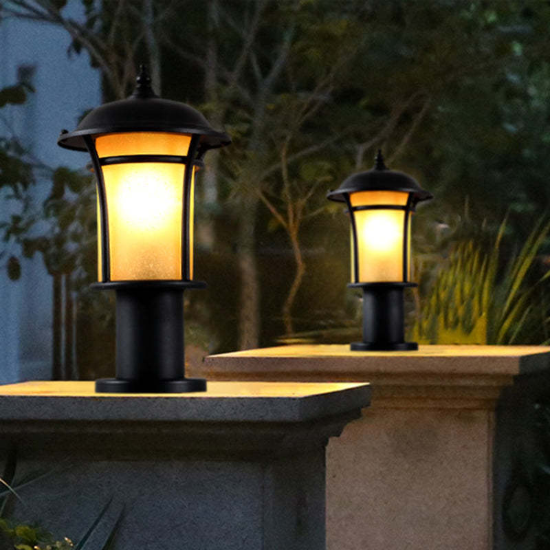 Chinese Iron Glass Square Column Landscape Light