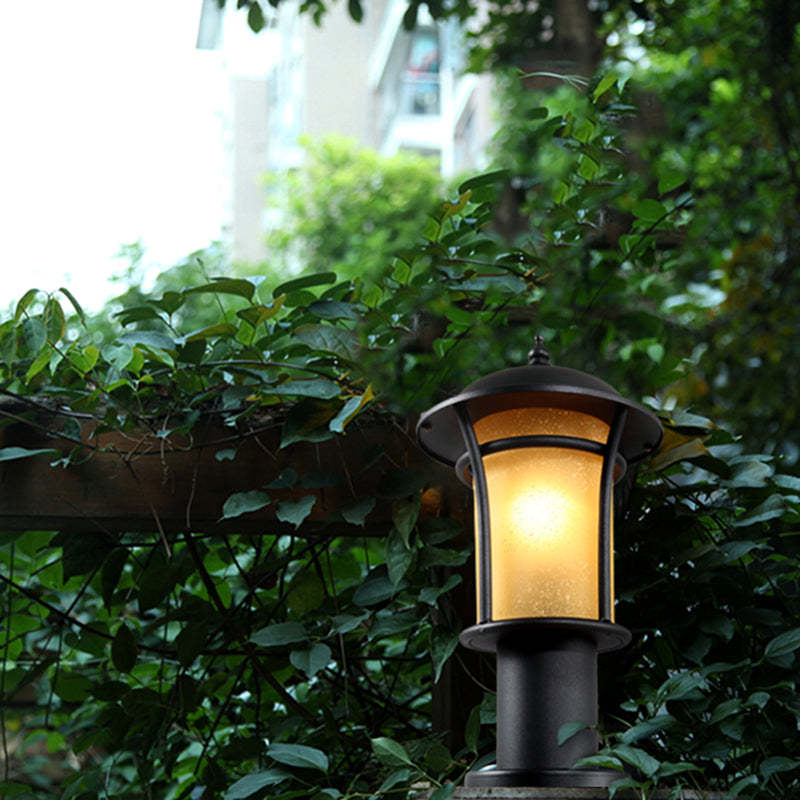 Chinese Iron Glass Square Column Landscape Light