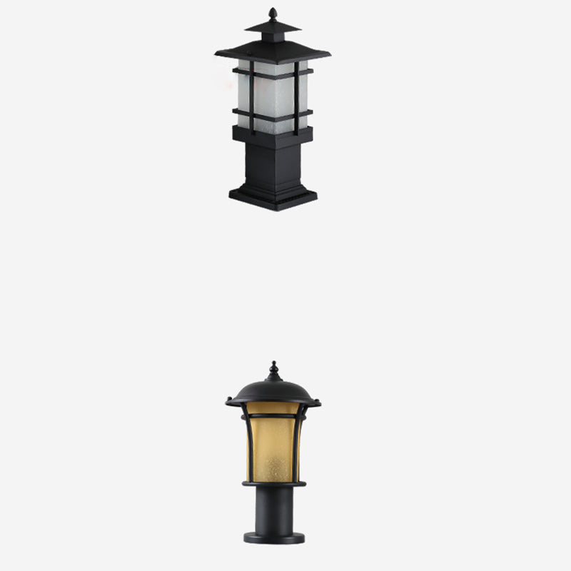 Chinese Iron Glass Square Column Landscape Light