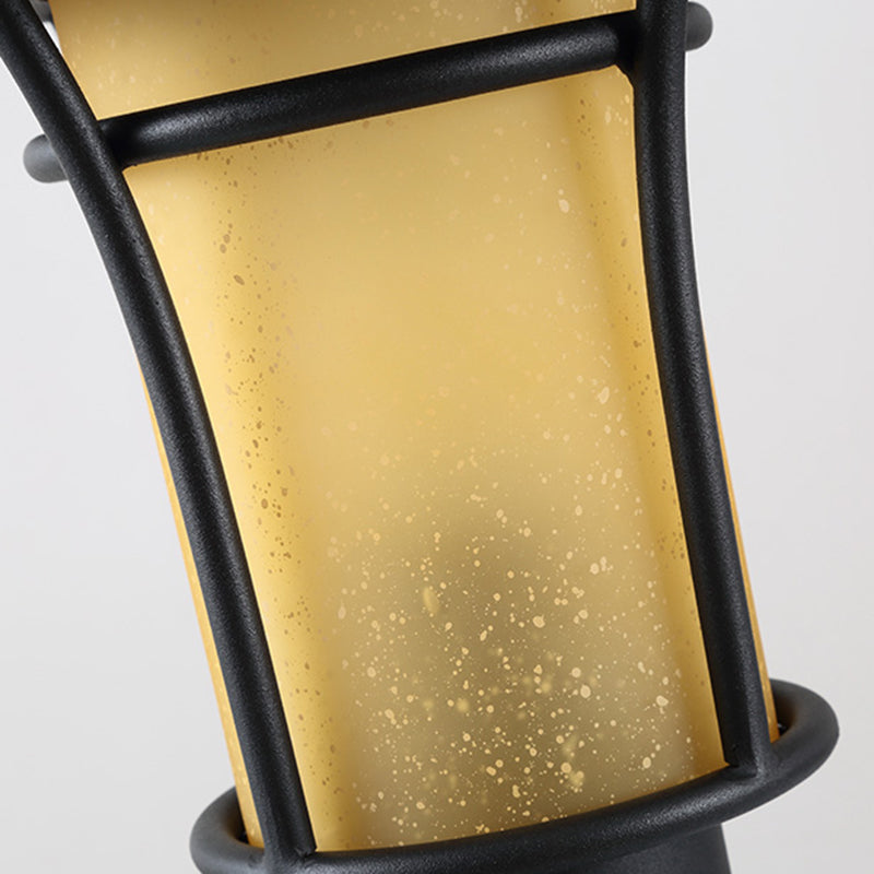 Chinese Iron Glass Square Column Landscape Light