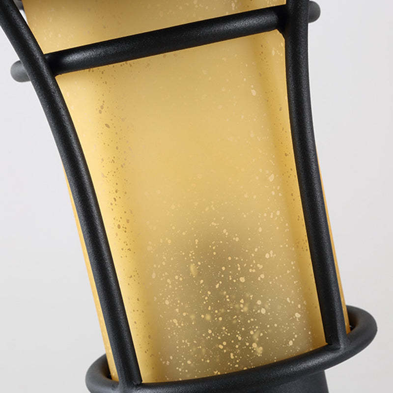 Chinese Iron Glass Square Column Landscape Light