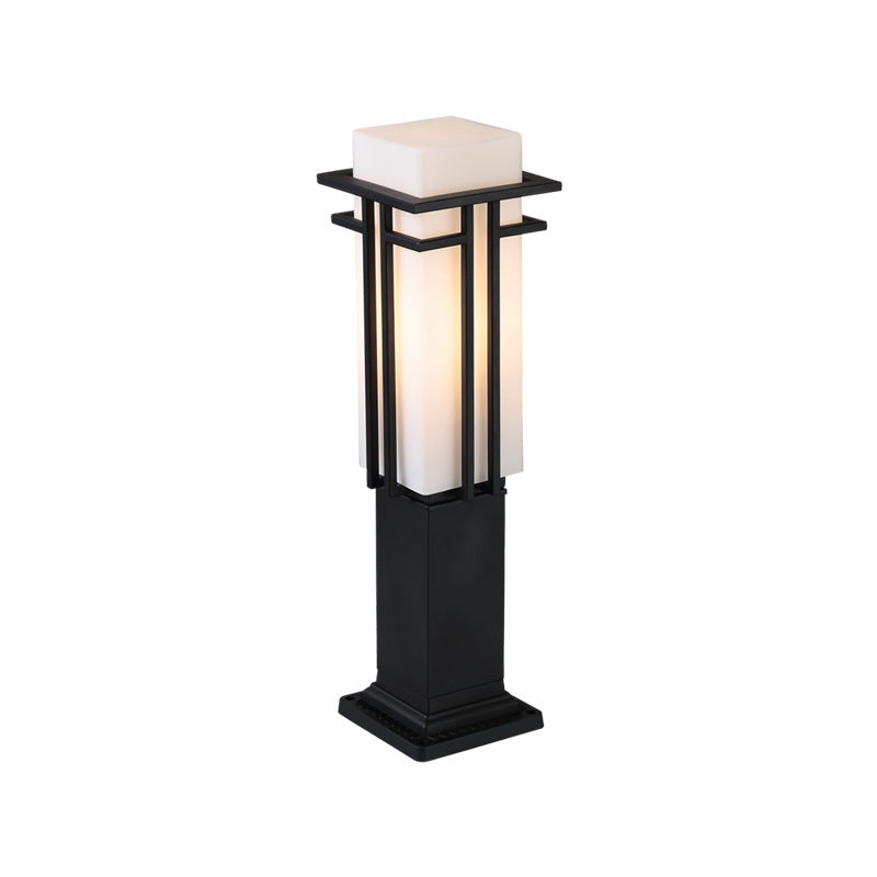 Chinese Iron Glass Square Column Landscape Light