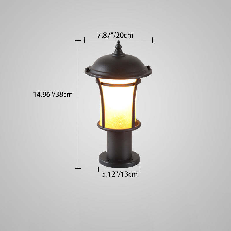 Chinese Iron Glass Square Column Landscape Light